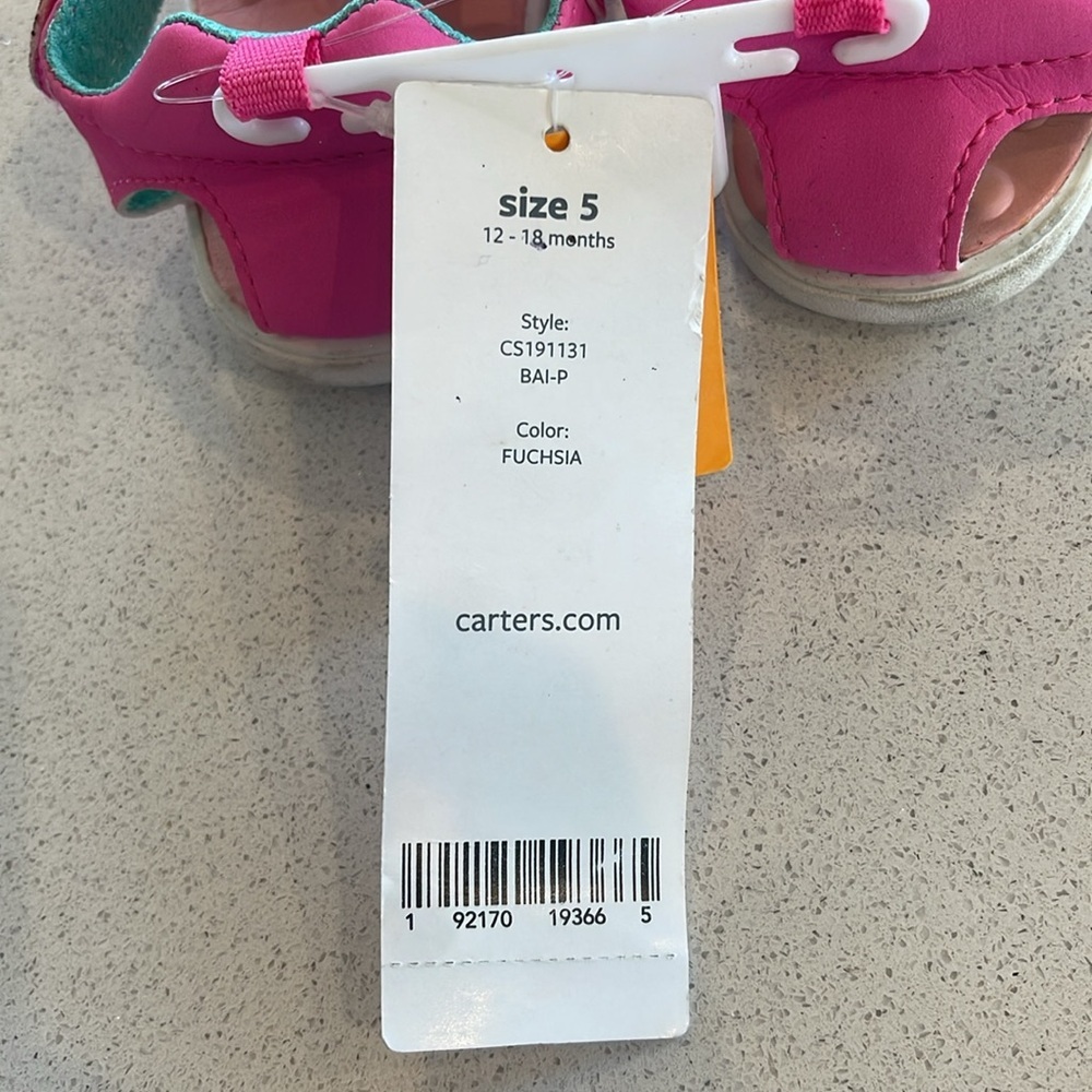NWT Carter’s Everyday Unicorn Pink Sandals Size 5 - Picture 4 of 7